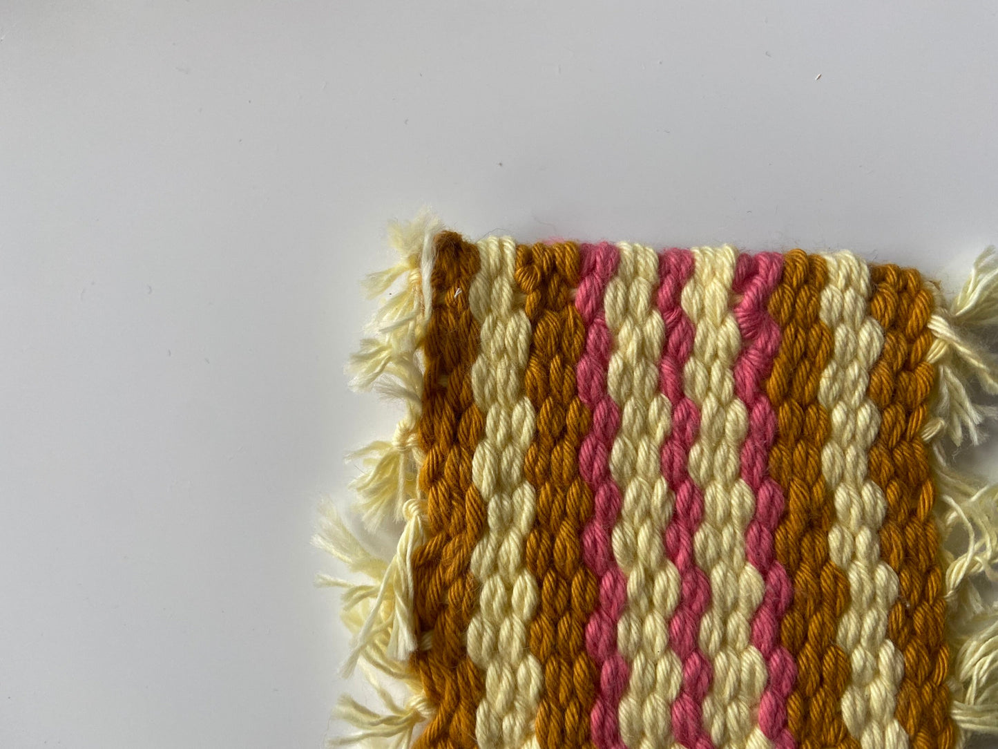Pink, Soft Yellow, and Mustard Yellow Handwoven Coaster
