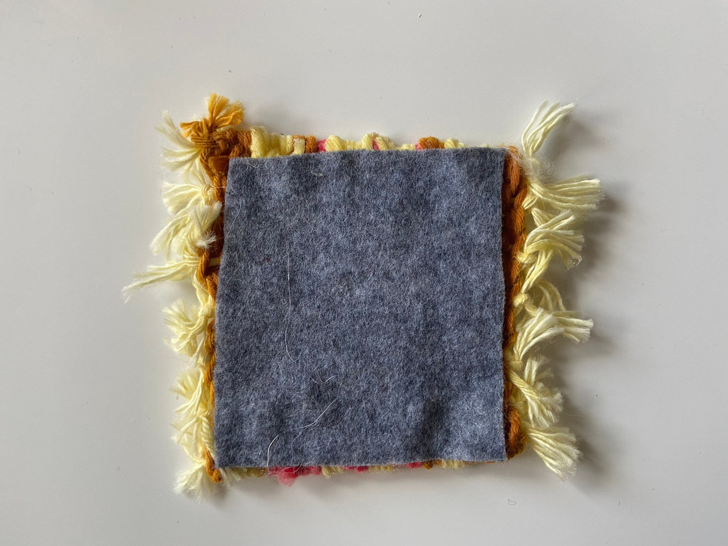 Pink, Soft Yellow, and Mustard Yellow Handwoven Coaster