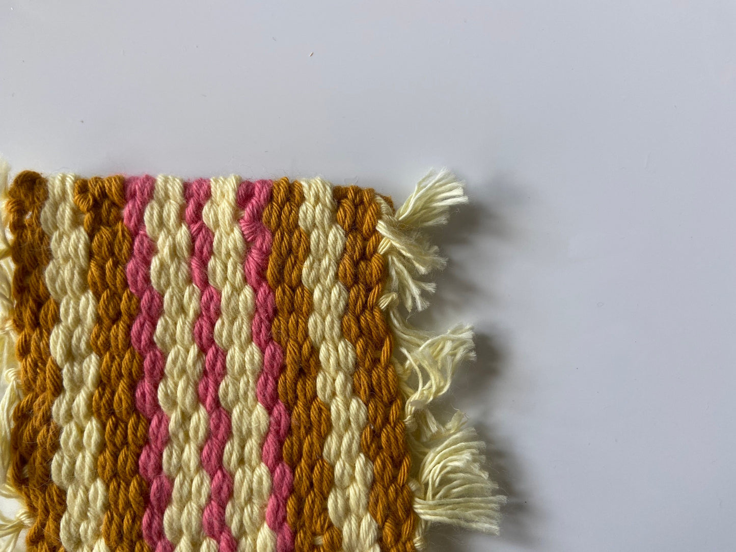 Pink, Soft Yellow, and Mustard Yellow Handwoven Coaster
